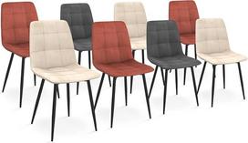 IDMarket - 8 "Mila Velvet Mix" terakotos spalvos kėdžių rinkinys x3, tamsiai pilkos x 2 ir smėlio spalvos x 3