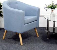 Lininis flanelinis fotelis Paprasto stiliaus audinys Svetainės sofa 64 × 50 × 70 cm Mėlyna