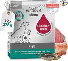 PLATINUM - Meniu suaugusiems šunims skirtas maistas iš mėsos sulčių - 12 x 375 g maistingų medžiagų turtingas kaip barščiai - ypač sultingas mažiems ir dideliems šunims - be BPA, išbandytas Vokietijoje