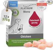 PLATINUM - Šunų ėdalo meniu Šuniukų vištiena iš mėsos sulčių - 12 x 375 g Šunų ėdalas, turtingas maistingųjų medžiagų, panašus į išmatas - ypač sultingas šuniukams ir jauniems šunims - be BPA, išbandytas Vokietijoje