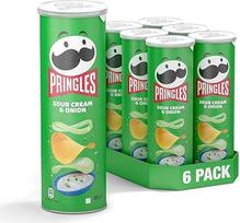 Pringles Sour Cream & Onion | Grietinės traškučiai | 6 pakuočių vakarėlių pakuotė (6 x 200 g)