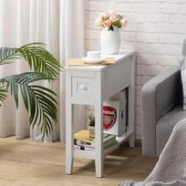Siauras šoninis staliukas mažoms erdvėms, baltos spalvos, 1 vnt., 24" ilgis x 8,5" plotis x 24" aukštis