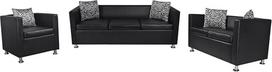 Sofos komplektas iš dirbtinės odos, 3 sėdimos vietos + 2 sėdimos vietos + fotelis, sofa lova, sofa lova, sofos ir sofos, sofa su atlošu, juoda