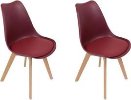 THE HOME DECO FACTORY HD6232 2 skandinaviškos kėdės Polipropileno paminkštintas bordo medis 46,2 x 52 x 86,4 cm