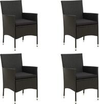 vidaXL 4 x sodo kėdės su pagalvėle Sodo kėdė Valgomojo kėdė Balkono kėdė Kėdė Patio kėdė Sodo baldai Poly Rattan Black