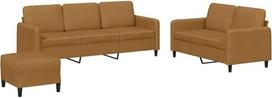 vidaXL Sofos komplektas 3 dalių fotelis Kėdė su pagalvėle Kojinė sofa Svetainės sofa su porankiais Sofos komplektas Dizainerių sofos sėdimieji baldai Minkšti baldai Rudas aksomas