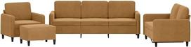 vidaXL Sofos komplektas 4 dalių fotelis Kanapa su pagalvėle Kojinė sofa Svetainės sofa su porankiais Sofos komplektas Dizainerių sofos sėdimieji baldai Minkšti baldai Rudas aksomas