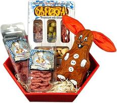 Wurstbaron® dovanų krepšelis "Cuddly Bunny Easter Nest" su saliamiu ir užkandžiais, velykinė dovana patraukliame dovanų krepšelyje