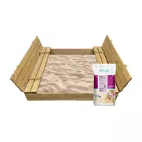 Smėlio dėžė Bonus Orbis, 140x140cm, su patiesalu ir 300kg smėlio, ruda