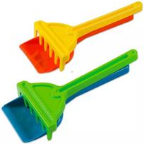 Smėlio kaušelis ir grėblys komplekte - 26 cm, įvairių spalvų