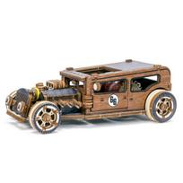 3D medinis galvosūkis, Automobilis, Hot Rod Ribotas Leidimas, 142 dalių, woodencity, LE-001, 3D Wooden Puzzles