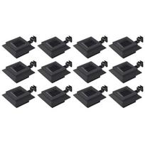 vidaXL Saul. en. įkr. LED lauko švies., 12vnt., juod. sp., 12cm, kvad., Juoda