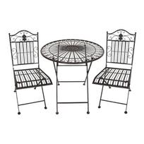 Iš metalo sodo valgomojo komplektas tamsiai rudos spalvos 2 žmonėms – Garden Pleasure