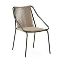 Tamsiai žalios spalvos/smėlio spalvos metalinė sodo kėdė Zivia – Kave Home
