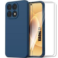 Dėklas Xiaomi 17, Skystas silikonas, Atsparus įbrėžimams, Neslystantis, Tamsiai mėlynas - 2 grūdinti stiklai