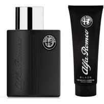 Dovanų rinkinys Alfa Romeo Black 125 ml EDT + 90 ml dušo gelis medienos ir prieskonių aromatas vyrams