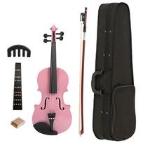 1/8 Šviesus akustinis smuikas Fiddle rinkinys Akustinis smuikas Fiddle pradedančiųjų rinkinys Smuiko lankas Duslintuvas Treniruočių rinkinys pradedančiajam rožinė