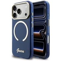 Guess IML Script Metal MagSafe Case for iPhone 17 Pro Max - Blue