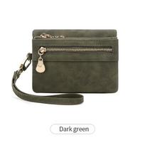 Retro foldingzipper wallet high-quality PUleather portablemultifunctional women's walletfashionable withID card window wrist bag