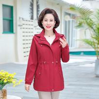 Spring Windbreaker Jacket Fashion Women's Plus Size Spring and Autumn Middle-aged Leisure Jacket Top XXXXXL raudona