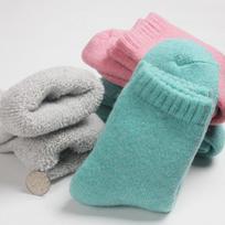 Unisex Thick Wool Terry Socks: Large Size, Warm, Mid-Tube, Solid Colors, Plus Velvet for Autumn and Winter Women mėlyna