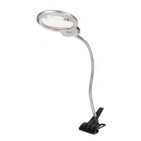Spaustuku tvirtinamas didinamasis stiklas 2x ir 6x dvigubas lęšis lanksti žarna 2 LED klipsas su šviesa