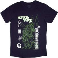 Rock Off oficialiai licencijuoti produktai Linkin Park Reanimation Robotų eskizo marškinėliai Tamsiai mėlyni S juoda
