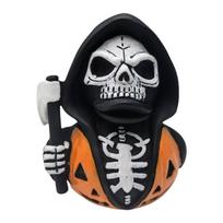 Eerie Scythe Holding Skeleton Statue Halloween Home Decoration Synthetic Resin Crafted Holiday Party Centerpiece 1