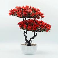 Dirbtinė gėlė, Aukštis 31cm, Žalia, Xiangyun pušies bonsai, Namų dekoracija, Vestuvių scena, Stalo žalias augalas vazone violetinė