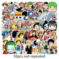 ONE PIECE spalvoti lipdukai, 50 lapų(nepasikartojo), vandeniui atsparus ir apsauginis kremas nuo saulės