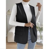 Summer Ladies' Casual Fashionable Sleeveless Vest Jacket Slim and Elegan Vest XXXL juoda