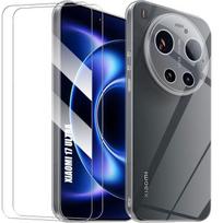Dėklas Xiaomi 17 Ultra, Silikoninis Smūgiams Atsparus Anti-Įbrėžimams Plonas Skaidrus - 2 Grūdinti Stiklai