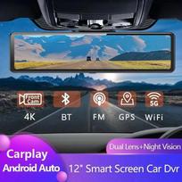 Automobilinis DVR veidrodis / automobilinis įrašymo įrenginys, WiFi, GPS navigacija, 2 kameros, su GPS radaro funkcija None