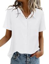 Women's Solid Color Short-Sleeve Button-Down Shirt - Business Casual/Formal Work Top, Spring/Summer 2026 Collection Small abrikosas