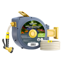 Automatinė sodo žarnos ritė su laikikliu ir žarna, 20 m, REAL GARDEN RC-K-2216