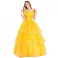 The new Halloween film and television live-action version of the beautiful woman and the beast Belle princess dress costume women S geltona