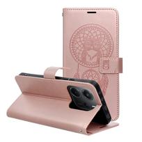 MEZZO knygų dėklas XIAOMI Redmi Note 14 4G (GLOBAL - 164,84mm x 78,15mm x 8,16mm) svajonių gaudytojas rožinė auksinė
