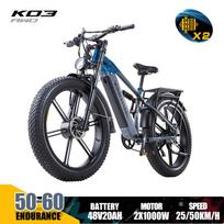 KIMDYMA K03 26 colių elektrinis dviratis, 48V 20Ah, dvigubi 3000W varikliai – 4,0 colių pločio padangos, hidrauliniai stabdžiai, visureigis dviratis, 55 km/h