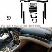 Interjero prietaisų skydelio apdailos lipdukas BMW 3 serijai E46 1998-2005 m. Anglies pluošto 3D lipdukas