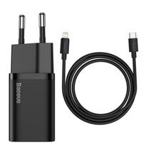 Sieninis USB įkroviklis BASEUS Super Si 20W USB-C, juodas, TZCCSUP-B01