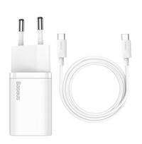 Sieninis USB įkroviklis BASEUS Super Si 25W USB-C, baltas, TZCCSUP-L02