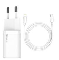 Sieninis USB įkroviklis BASEUS Super Si 20W USB-C, baltas, TZCCSUP-B02