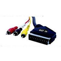Laidas 3xRCA M - SCART M, 1.5 m., su jungikliu