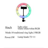 8/10/12 colių RGB LED asmenukių žiedo lemputė su trikojo stovu USB kištuku Tiesioginė makiažo fotografija 8 inch black
