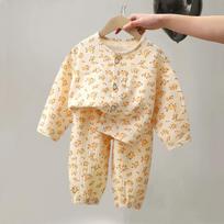 2Pcs/Set Boys Girls Suit Baby Muslin Cotton Clothes Sleepwear Outfit Children Long Sleeves Pajamas Set Tops+Pants Home Wear 80