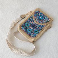 Moterims Madinga Nauja Šiaudais Austa Crossbody Rankinė Boutique Rankinė Su Karoliukais Universali Mobiliojo Telefono Rankinė Miela Unikali Pečių Kelioninė Maža Rankinė 15CM auksas