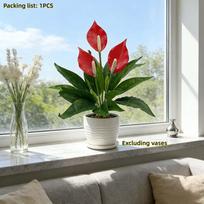 1/3 vnt. Dirbtinis lelija augalas Spathiphyllum Realistiškas sodui, terasai, balkonui Vasaros vestuvėms, atostogoms, patalpų, lauko dekoravimui giliai rausva spalva