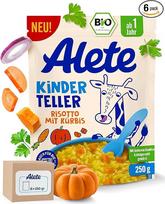 "Alete" vaikiška lėkštė Risotto su moliūgais, nuo 1 metų, ekologiška, 250 g (6 vnt.)