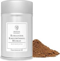 "Boomers Gourmet" - Prieskonių mišinys Kmynai, kalendros, muskatai I Kmynai, kalendros, muskatai, muskatai Ajurvedinis prieskonių mišinys - prieskonių indelis - 100 g