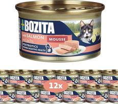 "Bozita Mousse MSC Salmon" lašiša - 12 x 85 g drėgno maisto katėms su lašiša - formulė be grūdų, be pridėtinio cukraus ir dažiklių - su postbiotikais, palaikančiais žarnyno florą